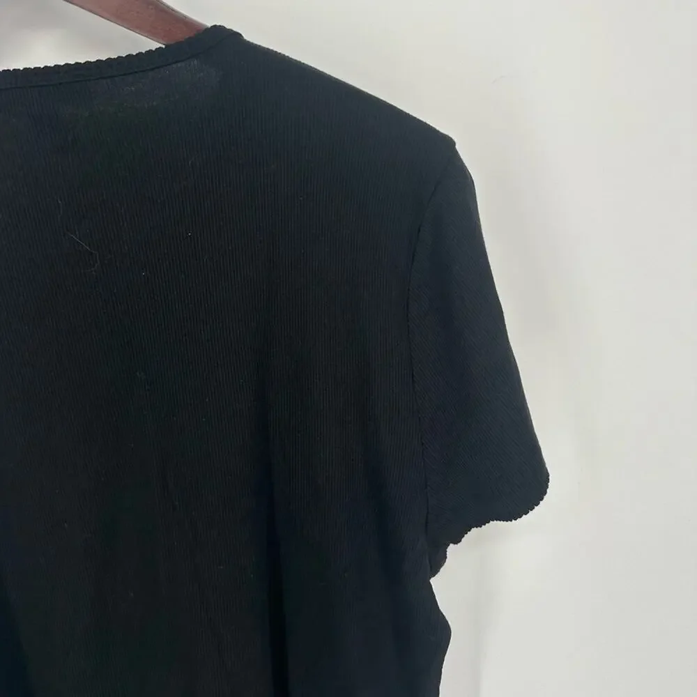 NWT J. Crew Fine Rib Short-sleeve T-shirt Black Size XXL  Classic Minimalist